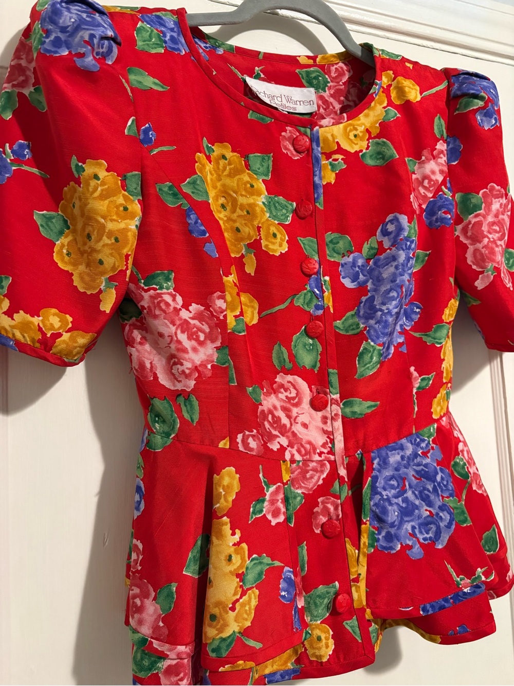Richard Warren Red Floral Peplum blazer for Women